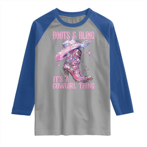 Boots and Bling Its A Cowgirl Thing Raglan Shirt TS10 Sport Gray Royal Print Your Wear