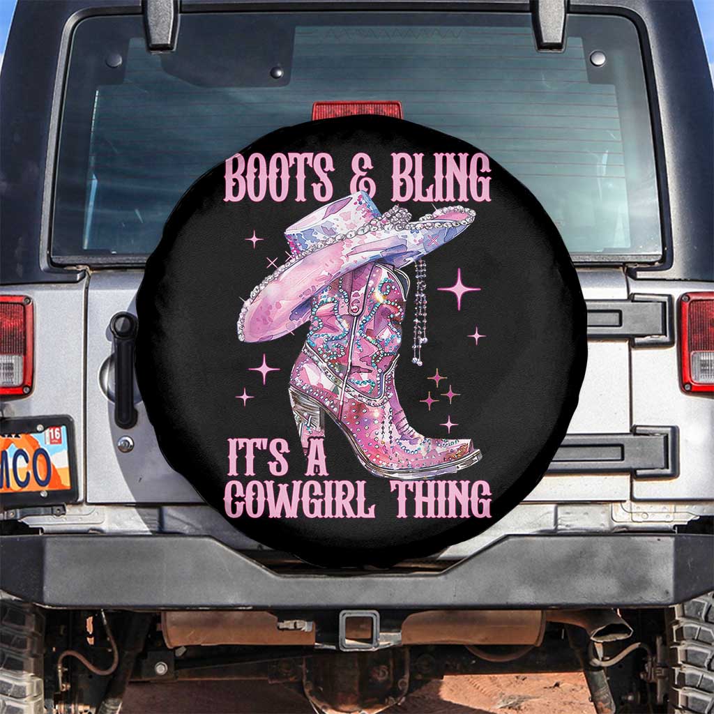Boots and Bling Its A Cowgirl Thing Spare Tire Cover TS10 No hole Black Print Your Wear