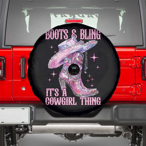 Boots and Bling Its A Cowgirl Thing Spare Tire Cover TS10 Black Print Your Wear