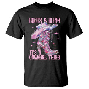 Boots and Bling Its A Cowgirl Thing T Shirt TS10 Black Print Your Wear