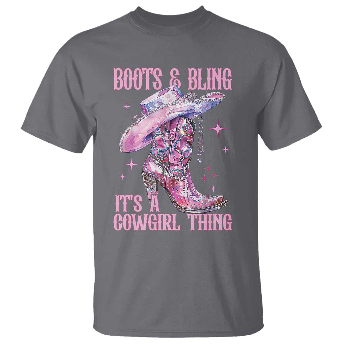 Boots and Bling Its A Cowgirl Thing T Shirt TS10 Charcoal Print Your Wear