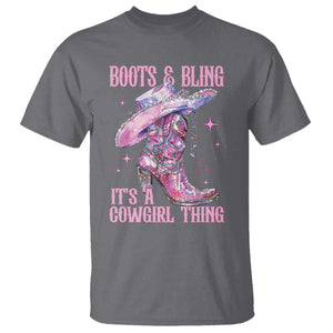 Boots and Bling Its A Cowgirl Thing T Shirt TS10 Charcoal Print Your Wear