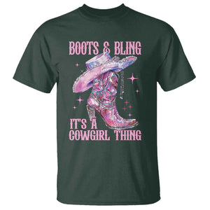 Boots and Bling Its A Cowgirl Thing T Shirt TS10 Dark Forest Green Print Your Wear