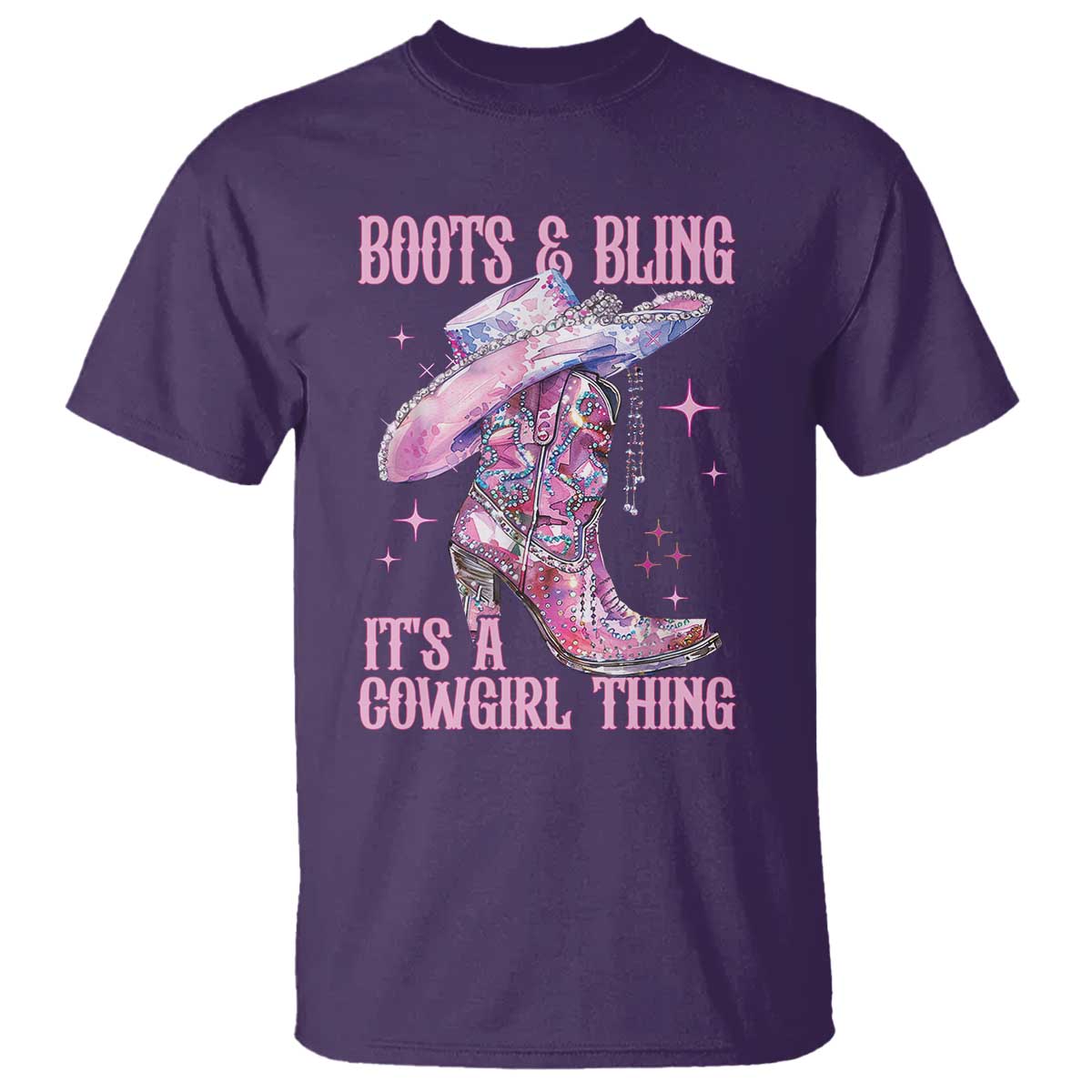 Boots and Bling Its A Cowgirl Thing T Shirt TS10 Purple Print Your Wear