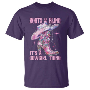 Boots and Bling Its A Cowgirl Thing T Shirt TS10 Purple Print Your Wear