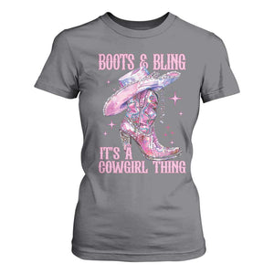 Boots and Bling Its A Cowgirl Thing T Shirt For Women TS10 Charcoal Print Your Wear