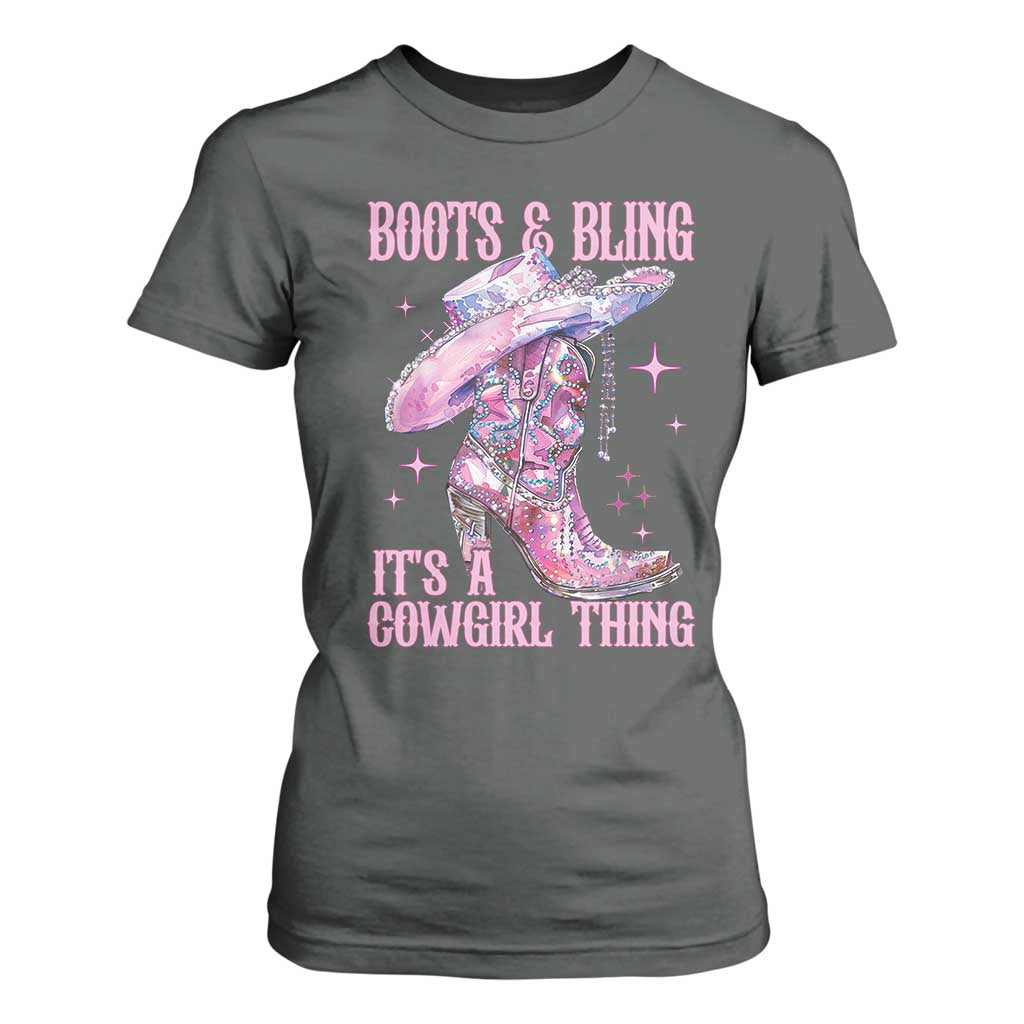 Boots and Bling Its A Cowgirl Thing T Shirt For Women TS10 Dark Heather Print Your Wear