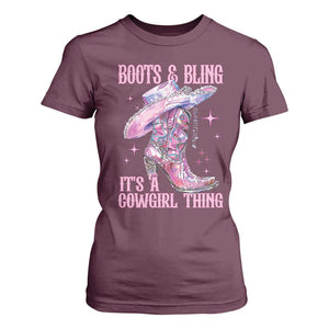 Boots and Bling Its A Cowgirl Thing T Shirt For Women TS10 Maroon Print Your Wear