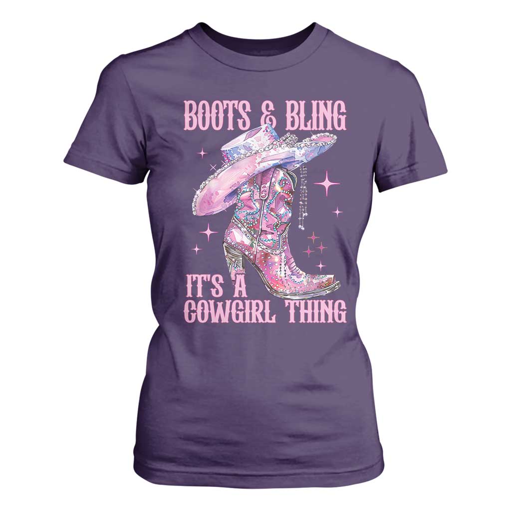 Boots and Bling Its A Cowgirl Thing T Shirt For Women TS10 Purple Print Your Wear