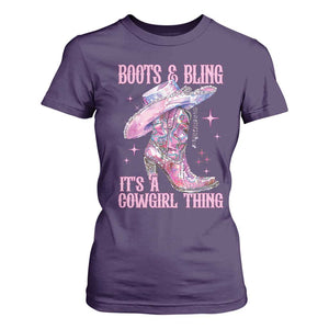 Boots and Bling Its A Cowgirl Thing T Shirt For Women TS10 Purple Print Your Wear