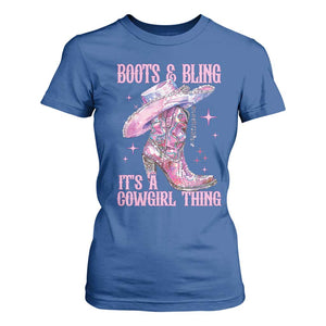 Boots and Bling Its A Cowgirl Thing T Shirt For Women TS10 Royal Blue Print Your Wear