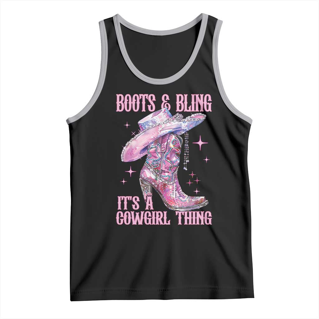Boots and Bling Its A Cowgirl Thing Tank Top TS10 Black Athletic Heather Print Your Wear