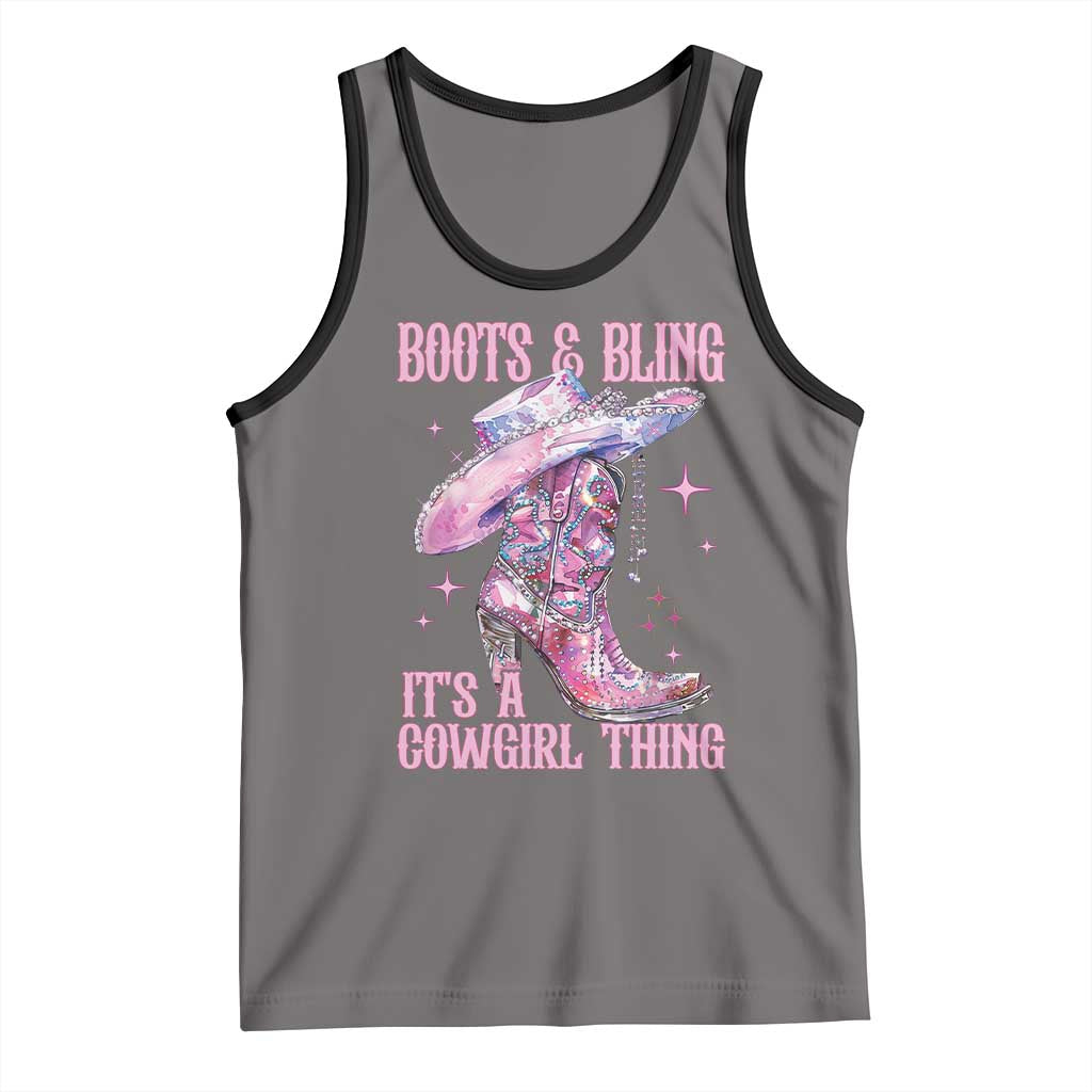 Boots and Bling Its A Cowgirl Thing Tank Top TS10 Deep Heather Black Print Your Wear