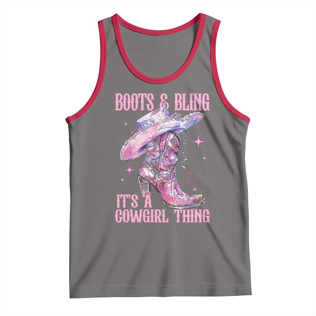 Boots and Bling Its A Cowgirl Thing Tank Top TS10 Deep Heather Red Print Your Wear