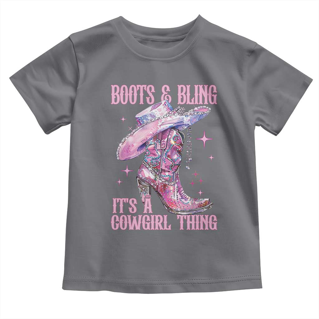 Boots and Bling Its A Cowgirl Thing Toddler T Shirt TS10 Charcoal Print Your Wear