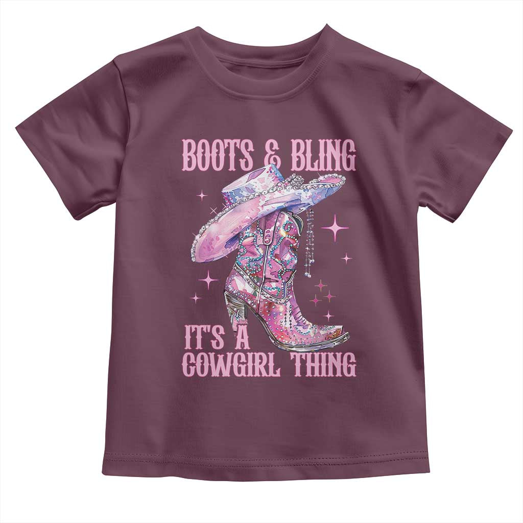 Boots and Bling Its A Cowgirl Thing Toddler T Shirt TS10 Maroon Print Your Wear