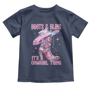 Boots and Bling Its A Cowgirl Thing Toddler T Shirt TS10 Navy Print Your Wear