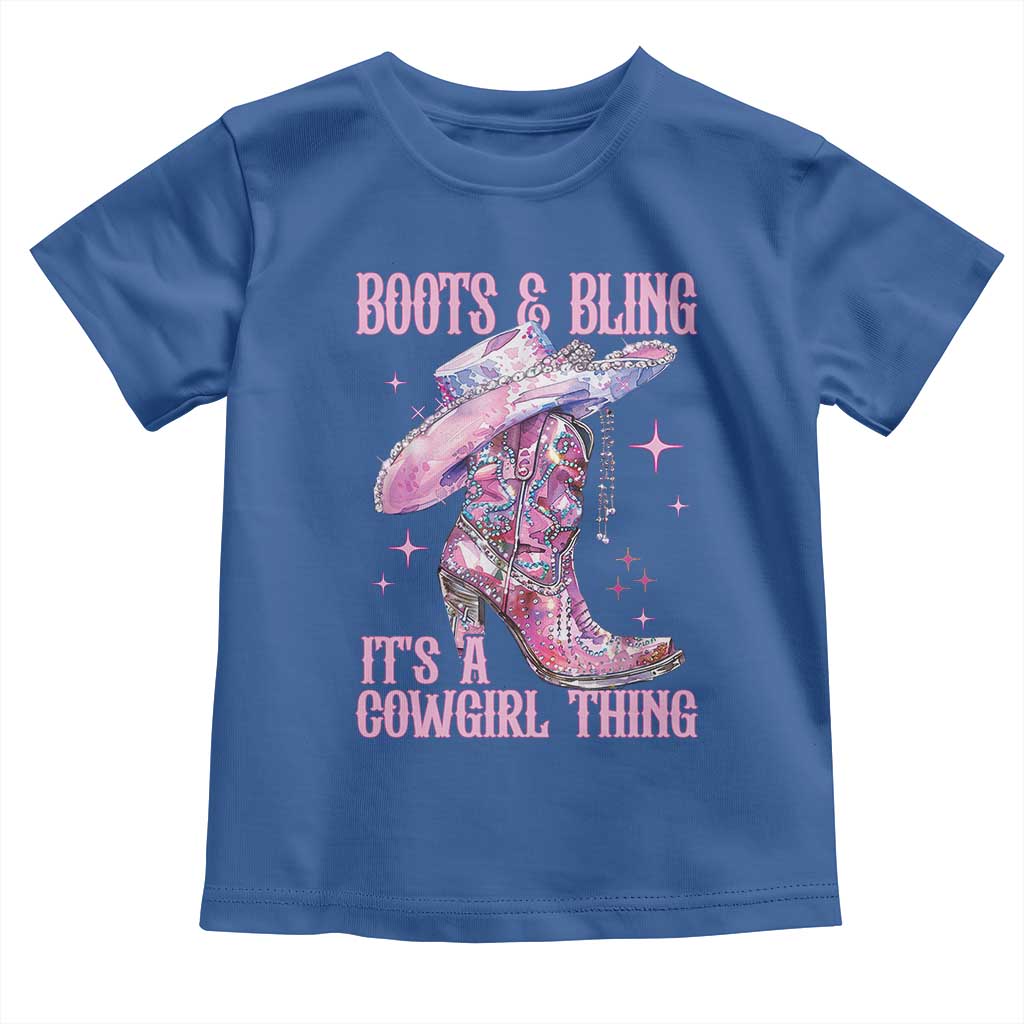 Boots and Bling Its A Cowgirl Thing Toddler T Shirt TS10 Royal Blue Print Your Wear