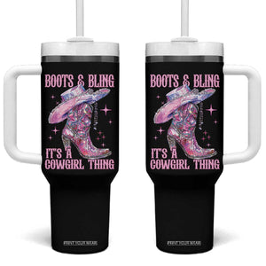 Boots and Bling Its A Cowgirl Thing Tumbler With Handle TS10 One Size: 40 oz Black Print Your Wear