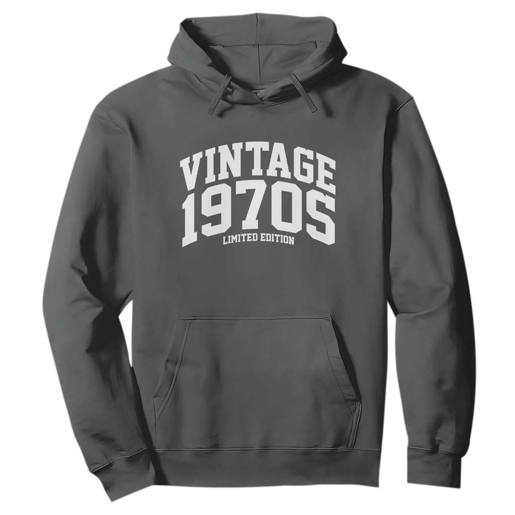 Vintage 1970s Limited Edition Hoodie Vintage Varsity Funny Cool 1970 Theme TS10 Dark Heather Print Your Wear
