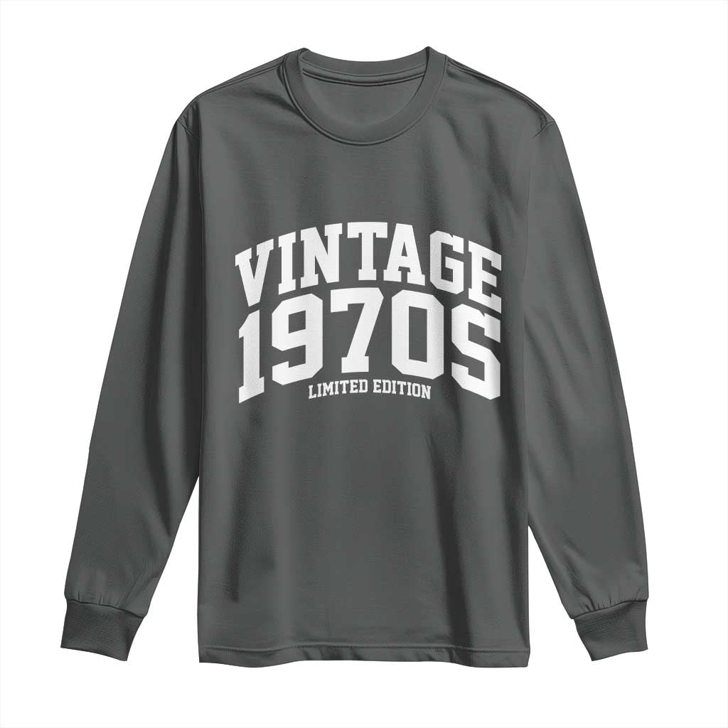 Vintage 1970s Limited Edition Long Sleeve Shirt Vintage Varsity Funny Cool 1970 Theme TS10 Dark Heather Print Your Wear