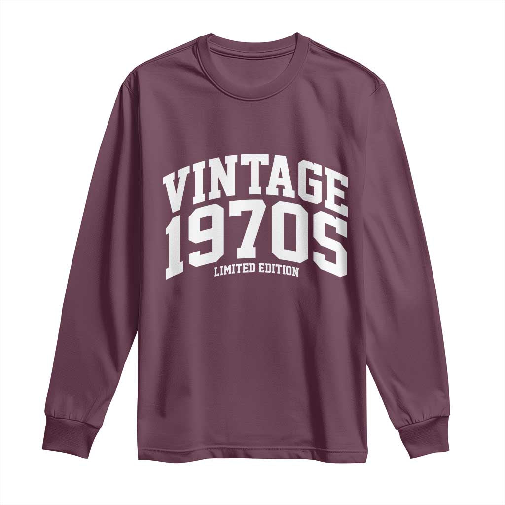 Vintage 1970s Limited Edition Long Sleeve Shirt Vintage Varsity Funny Cool 1970 Theme TS10 Maroon Print Your Wear