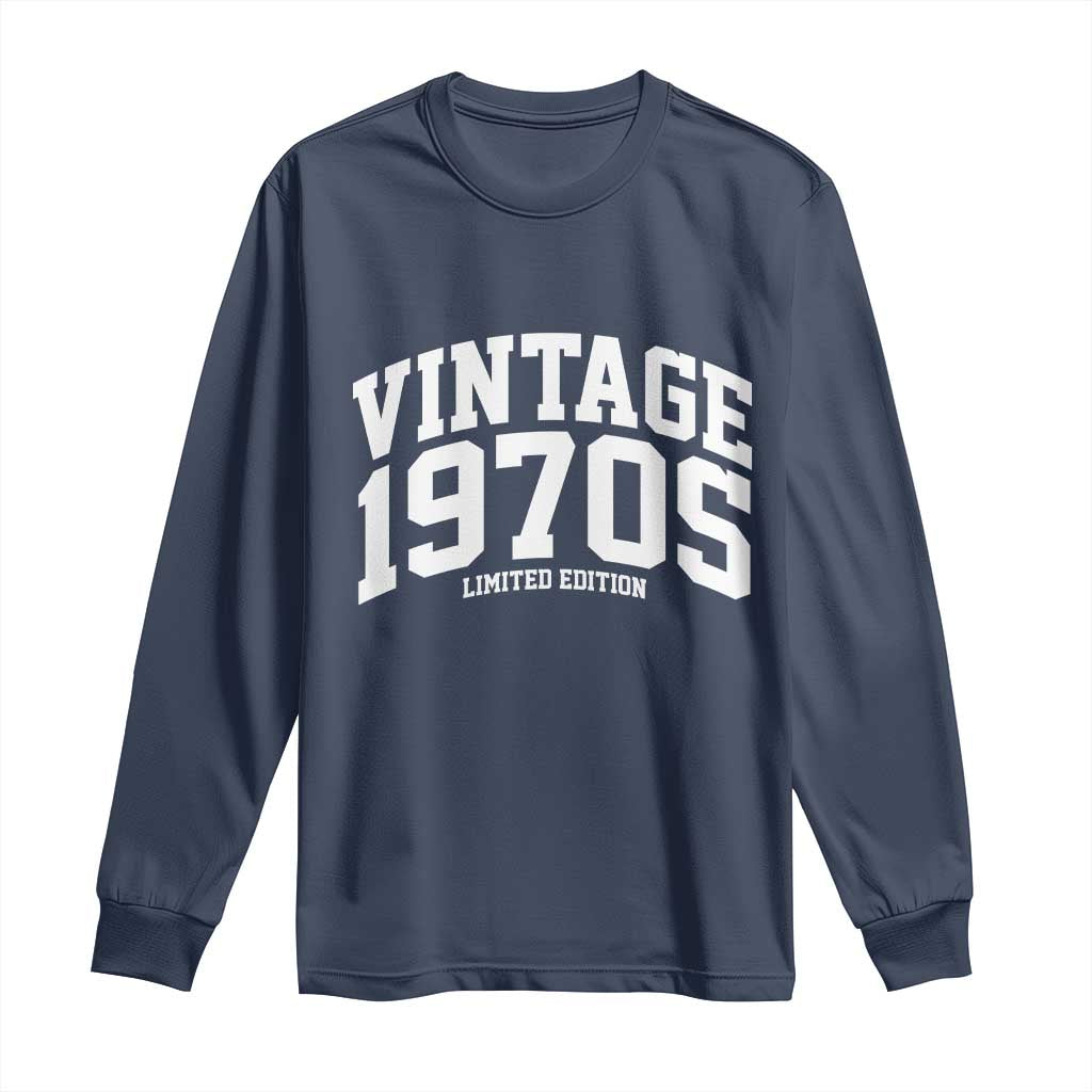 Vintage 1970s Limited Edition Long Sleeve Shirt Vintage Varsity Funny Cool 1970 Theme TS10 Navy Print Your Wear