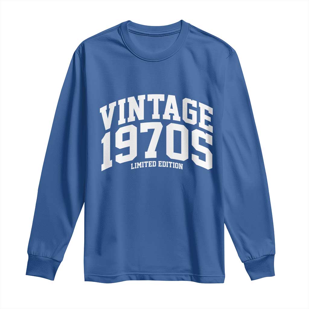 Vintage 1970s Limited Edition Long Sleeve Shirt Vintage Varsity Funny Cool 1970 Theme TS10 Royal Blue Print Your Wear