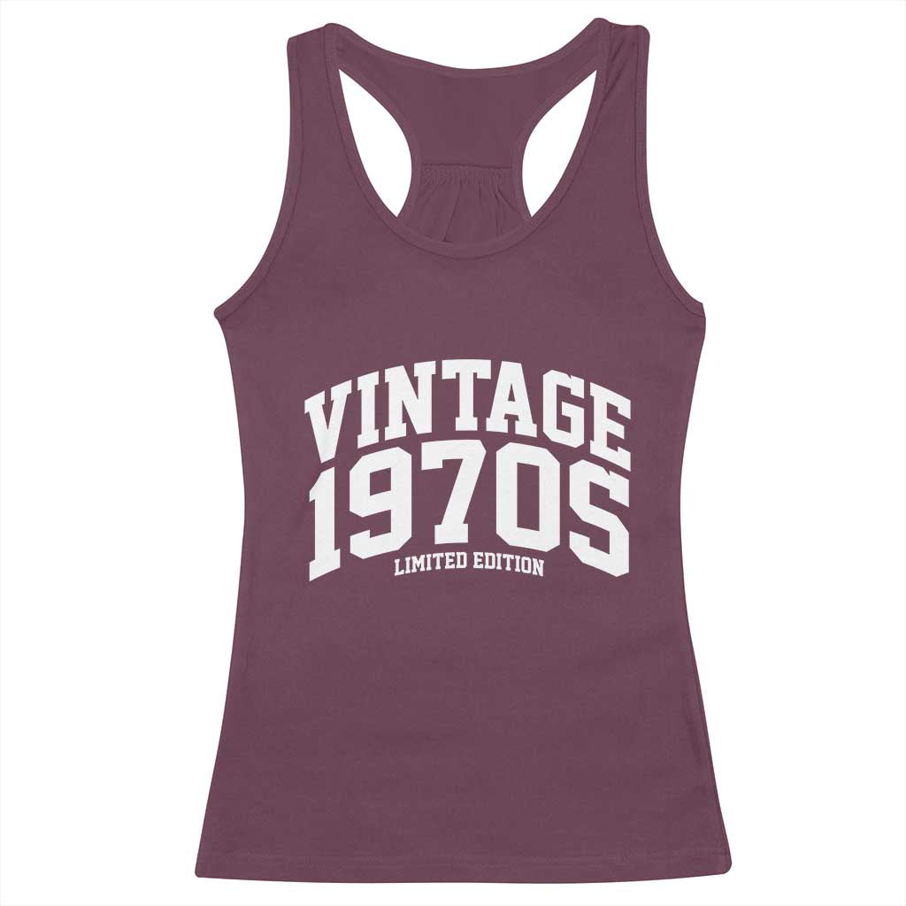 Vintage 1970s Limited Edition Racerback Tank Top Vintage Varsity Funny Cool 1970 Theme TS10 Maroon Print Your Wear