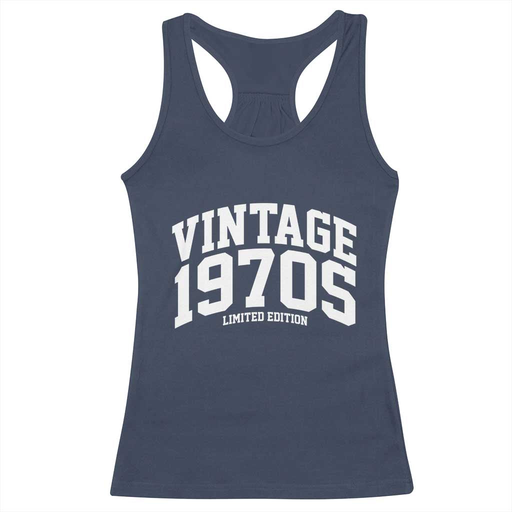 Vintage 1970s Limited Edition Racerback Tank Top Vintage Varsity Funny Cool 1970 Theme TS10 Navy Print Your Wear