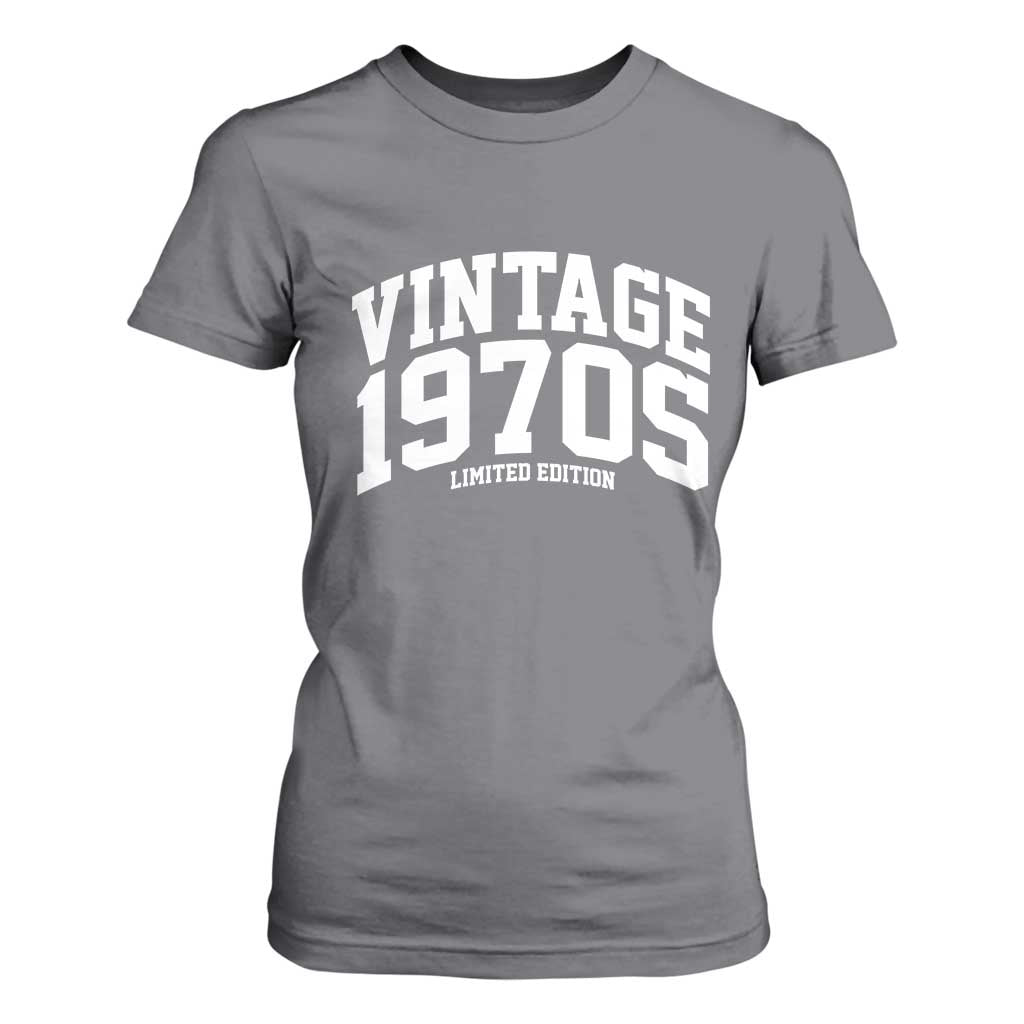 Vintage 1970s Limited Edition T Shirt For Women Vintage Varsity Funny Cool 1970 Theme TS10 Charcoal Print Your Wear