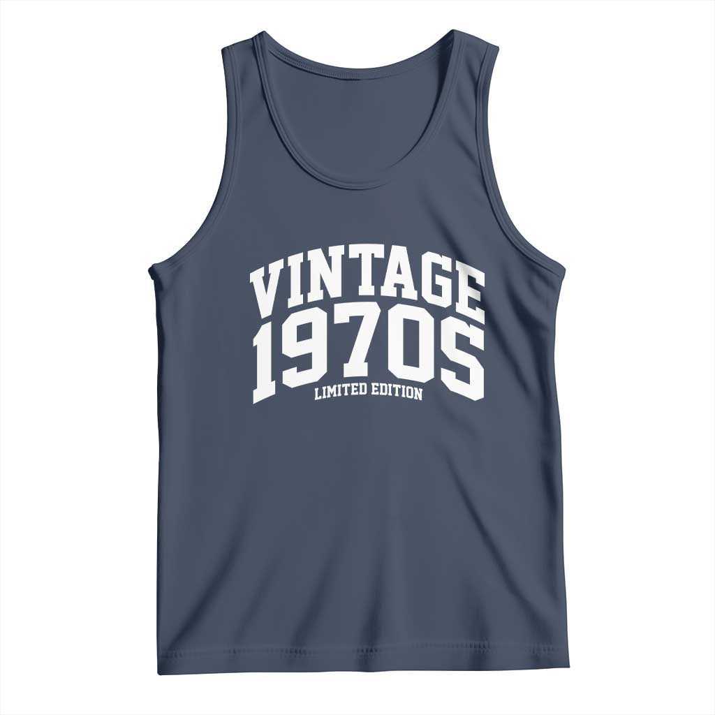Vintage 1970s Limited Edition Tank Top Vintage Varsity Funny Cool 1970 Theme TS10 Navy Print Your Wear