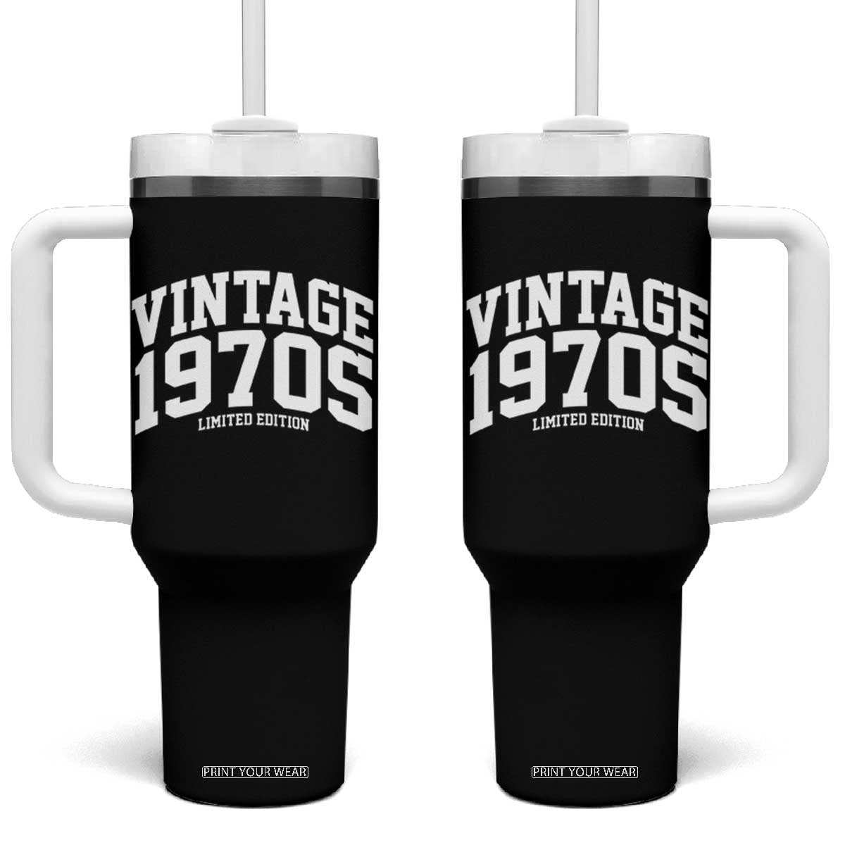 Vintage 1970s Limited Edition Tumbler With Handle Vintage Varsity Funny Cool 1970 Theme TS10 One Size: 40 oz Black Print Your Wear