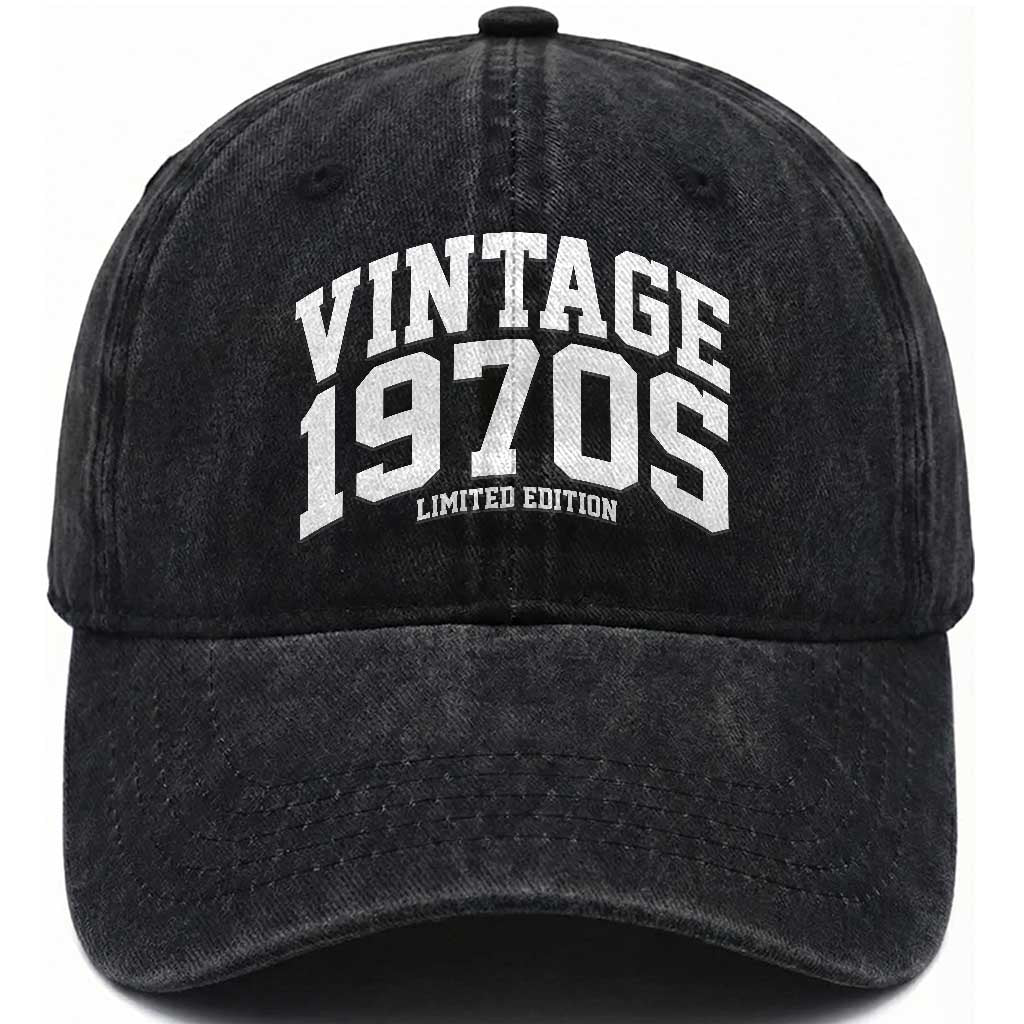 Vintage 1970s Limited Edition Washed Cotton Baseball Cap Vintage Varsity Funny Cool 1970 Theme TS10 Print Your Wear