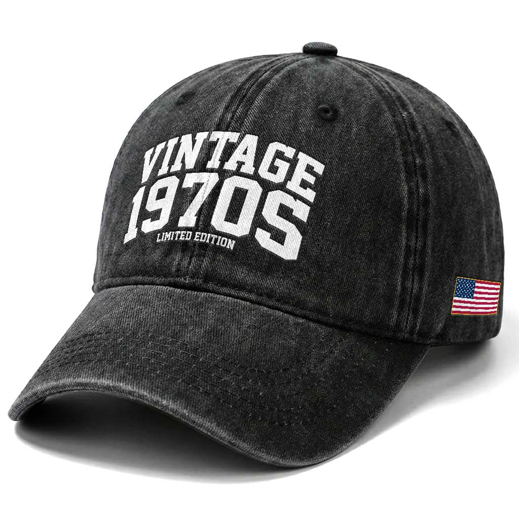 Vintage 1970s Limited Edition Washed Cotton Baseball Cap Vintage Varsity Funny Cool 1970 Theme TS10 Print Your Wear