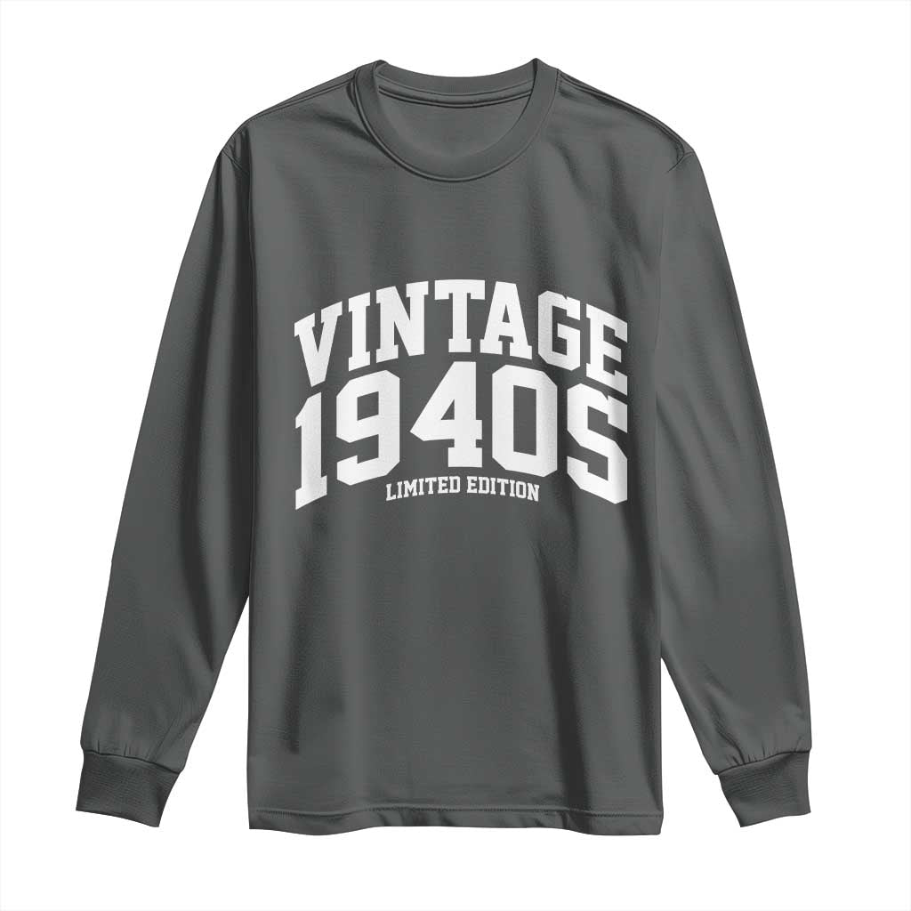 Vintage 1940s Limited Edition Long Sleeve Shirt Vintage Varsity Funny Cool 1940 Theme TS10 Dark Heather Print Your Wear