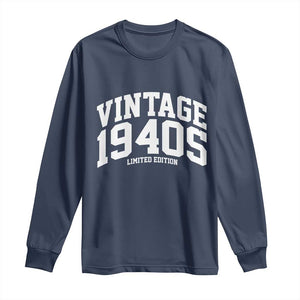 Vintage 1940s Limited Edition Long Sleeve Shirt Vintage Varsity Funny Cool 1940 Theme TS10 Navy Print Your Wear