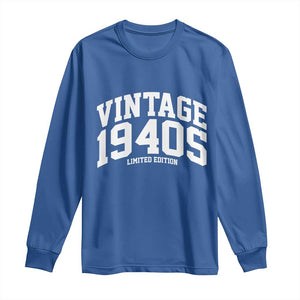 Vintage 1940s Limited Edition Long Sleeve Shirt Vintage Varsity Funny Cool 1940 Theme TS10 Royal Blue Print Your Wear