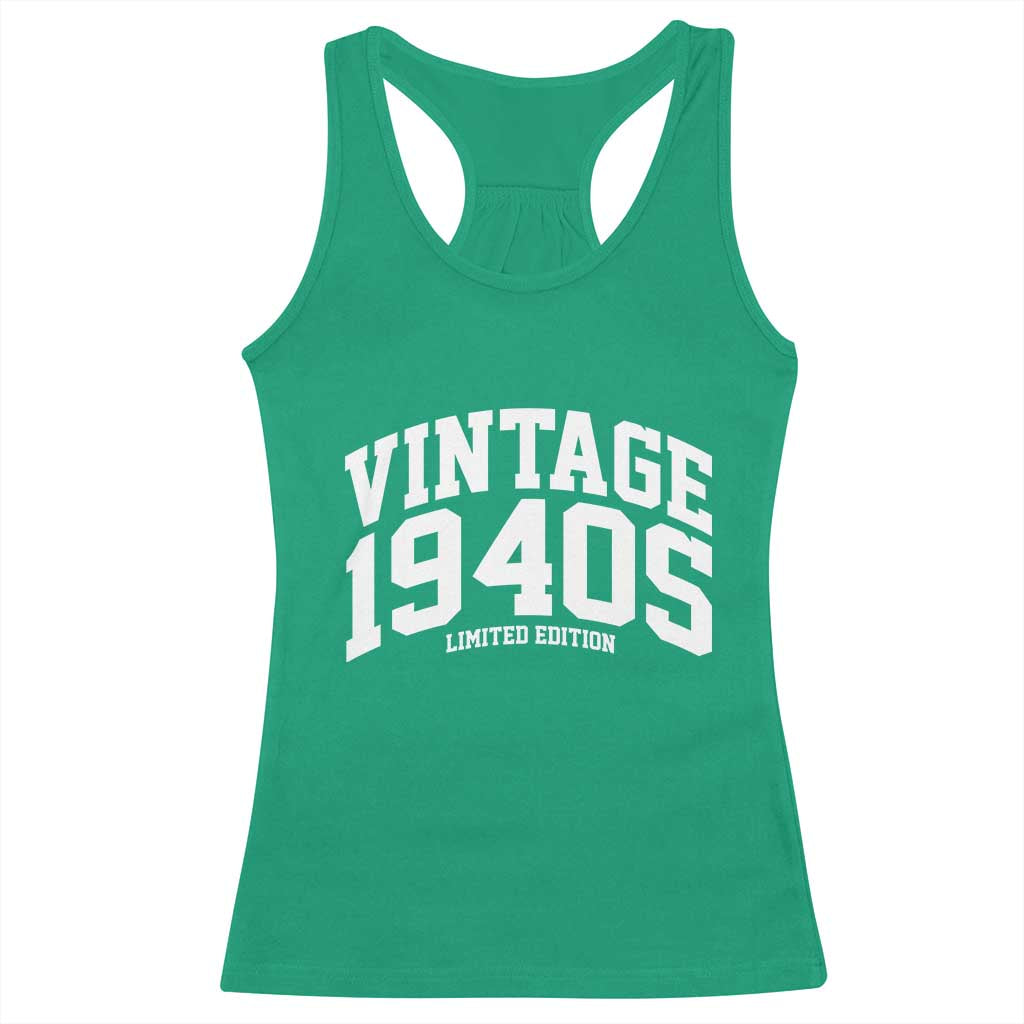 Vintage 1940s Limited Edition Racerback Tank Top Vintage Varsity Funny Cool 1940 Theme TS10 Irish Green Print Your Wear