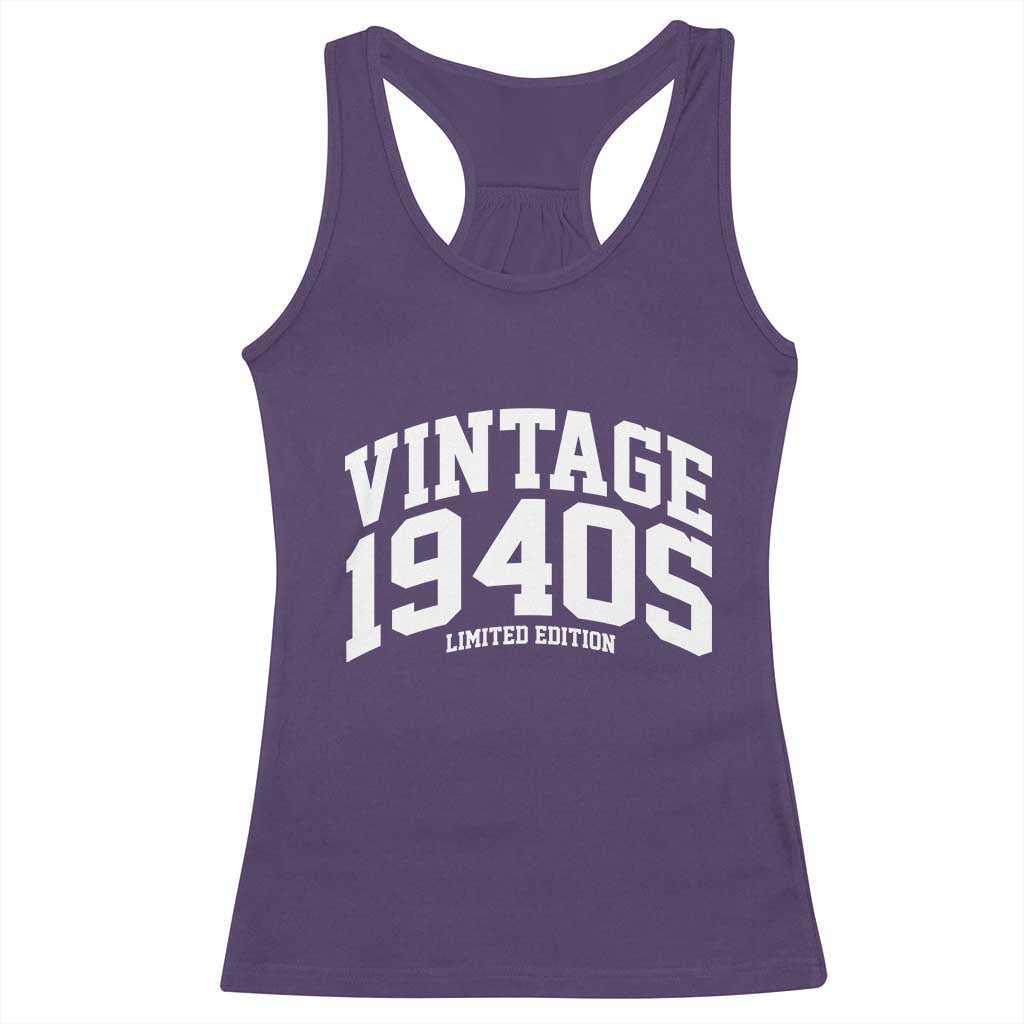 Vintage 1940s Limited Edition Racerback Tank Top Vintage Varsity Funny Cool 1940 Theme TS10 Purple Print Your Wear