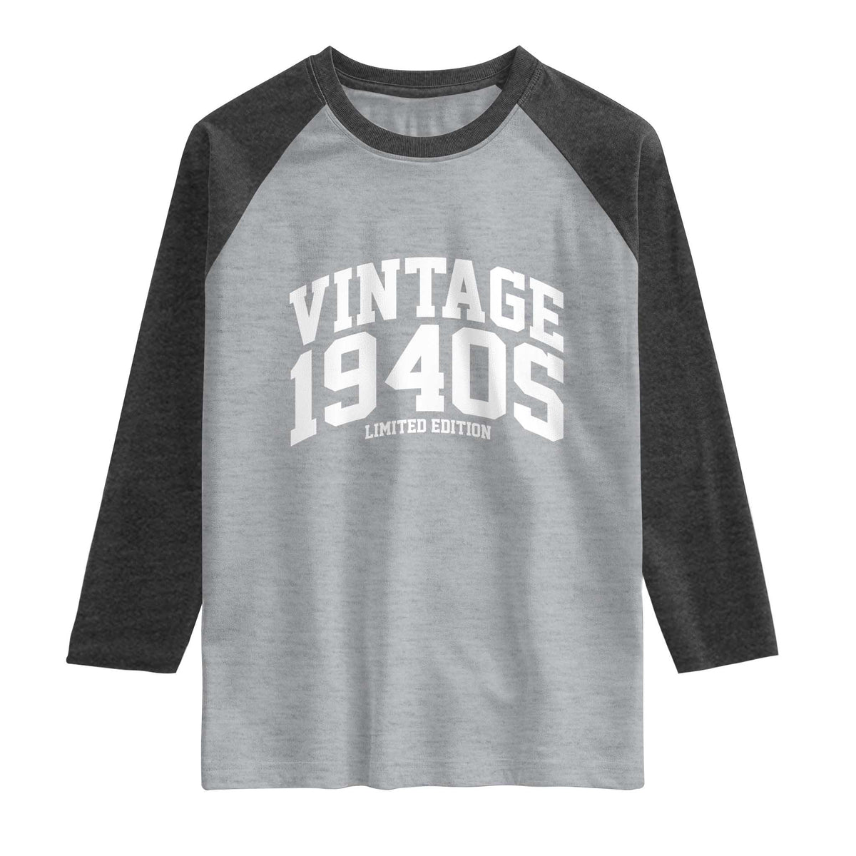 Vintage 1940s Limited Edition Raglan Shirt Vintage Varsity Funny Cool 1940 Theme TS10 Heather Gray Heather Charcoal Print Your Wear