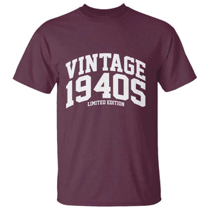 Vintage 1940s Limited Edition T Shirt Vintage Varsity Funny Cool 1940 Theme TS10 Maroon Print Your Wear