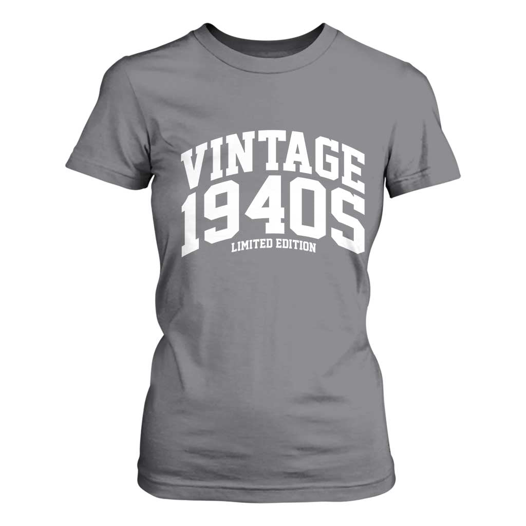 Vintage 1940s Limited Edition T Shirt For Women Vintage Varsity Funny Cool 1940 Theme TS10 Charcoal Print Your Wear