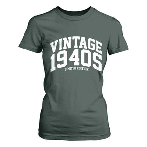 Vintage 1940s Limited Edition T Shirt For Women Vintage Varsity Funny Cool 1940 Theme TS10 Dark Forest Green Print Your Wear