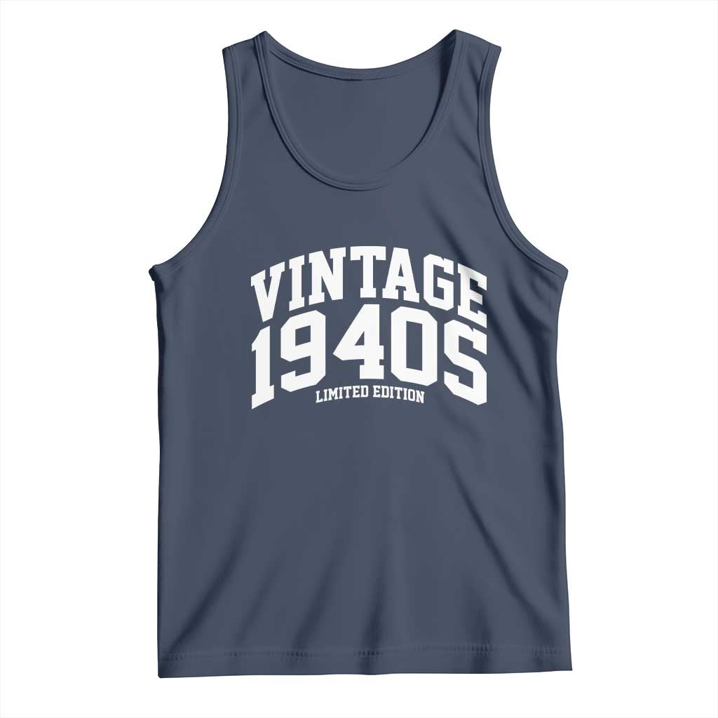 Vintage 1940s Limited Edition Tank Top Vintage Varsity Funny Cool 1940 Theme TS10 Navy Print Your Wear