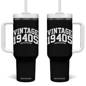 Vintage 1940s Limited Edition Tumbler With Handle Vintage Varsity Funny Cool 1940 Theme TS10 One Size: 40 oz Black Print Your Wear