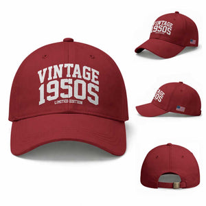 Vintage 1950s Limited Edition Baseball Cap Vintage Varsity Funny Cool 1950 Theme TS10 Baseball Cap Universal Fit Cherry Red Print Your Wear