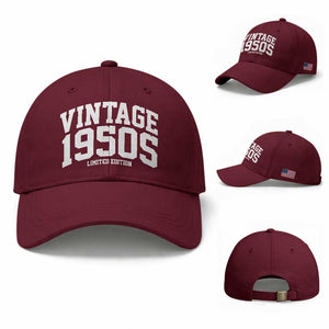 Vintage 1950s Limited Edition Baseball Cap Vintage Varsity Funny Cool 1950 Theme TS10 Baseball Cap Universal Fit Maroon Print Your Wear