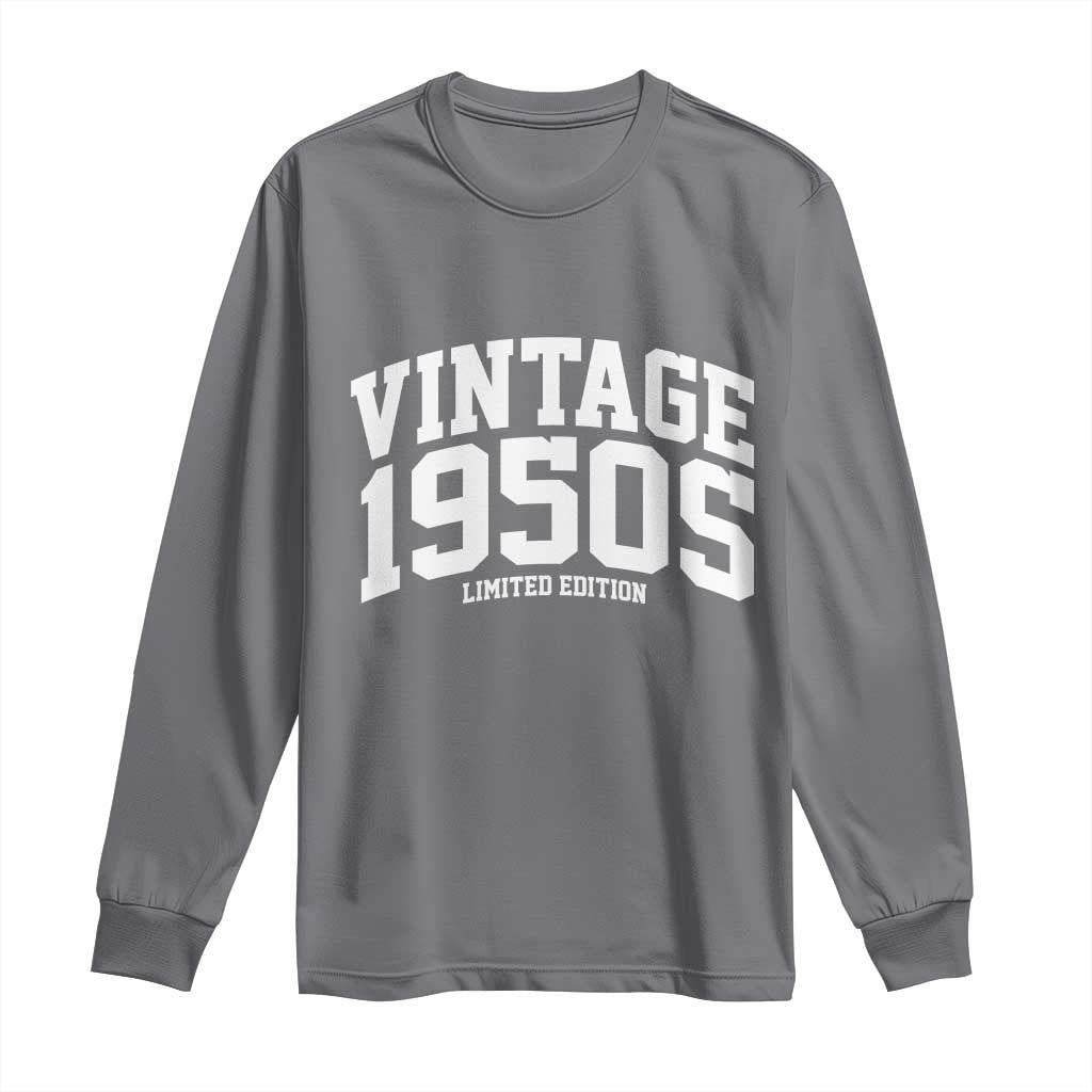 Vintage 1950s Limited Edition Long Sleeve Shirt Vintage Varsity Funny Cool 1950 Theme TS10 Charcoal Print Your Wear