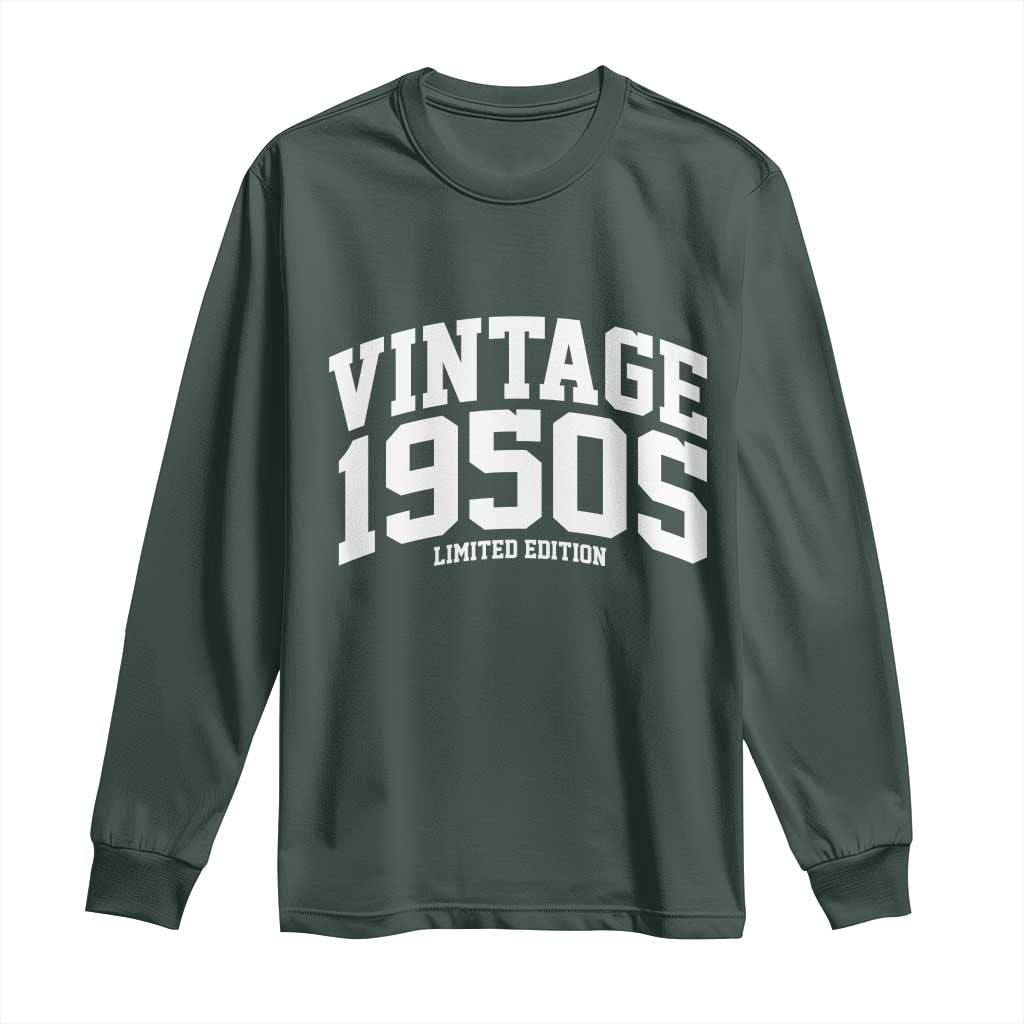 Vintage 1950s Limited Edition Long Sleeve Shirt Vintage Varsity Funny Cool 1950 Theme TS10 Dark Forest Green Print Your Wear